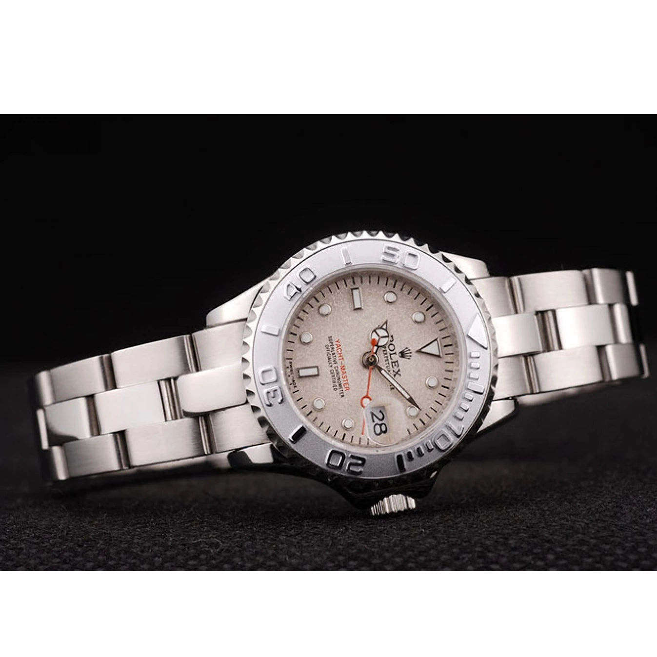 Aaa replica watch Bezel Dial Silver Yacht Beige Rolex Master 0814